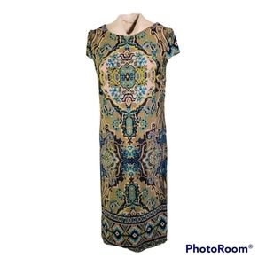 Madison Leigh Sz 10 Mid Length Dress Cool Colors Blue Green Brown